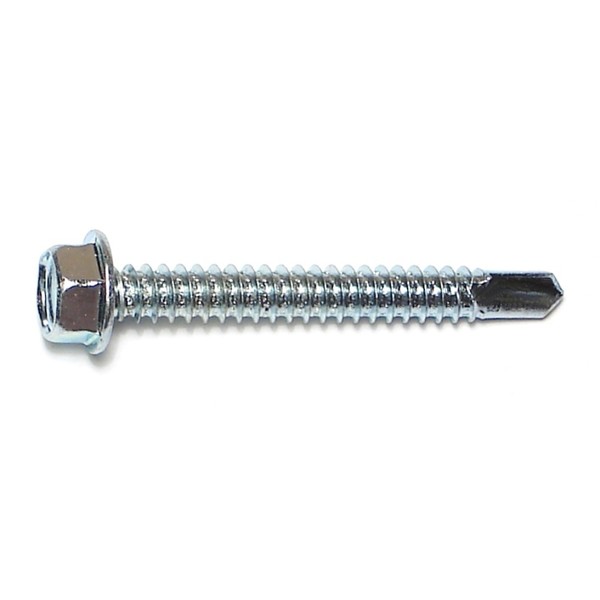 Midwest Fastener Self-Drilling Screw, #14 x 2 in, Zinc Plated Steel Hex Head Hex Drive, 100 PK 03299